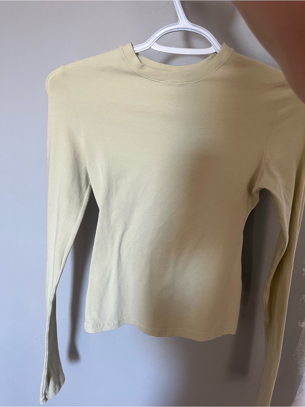 SKIMS Long-Sleeve Crewneck Top in Pale Yellow